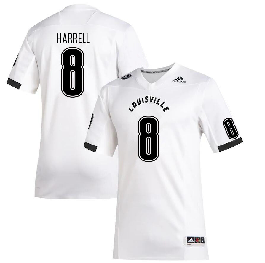 Men #8 Tyler Harrell Louisville Cardinals College Football Jerseys Sale-White - Click Image to Close
